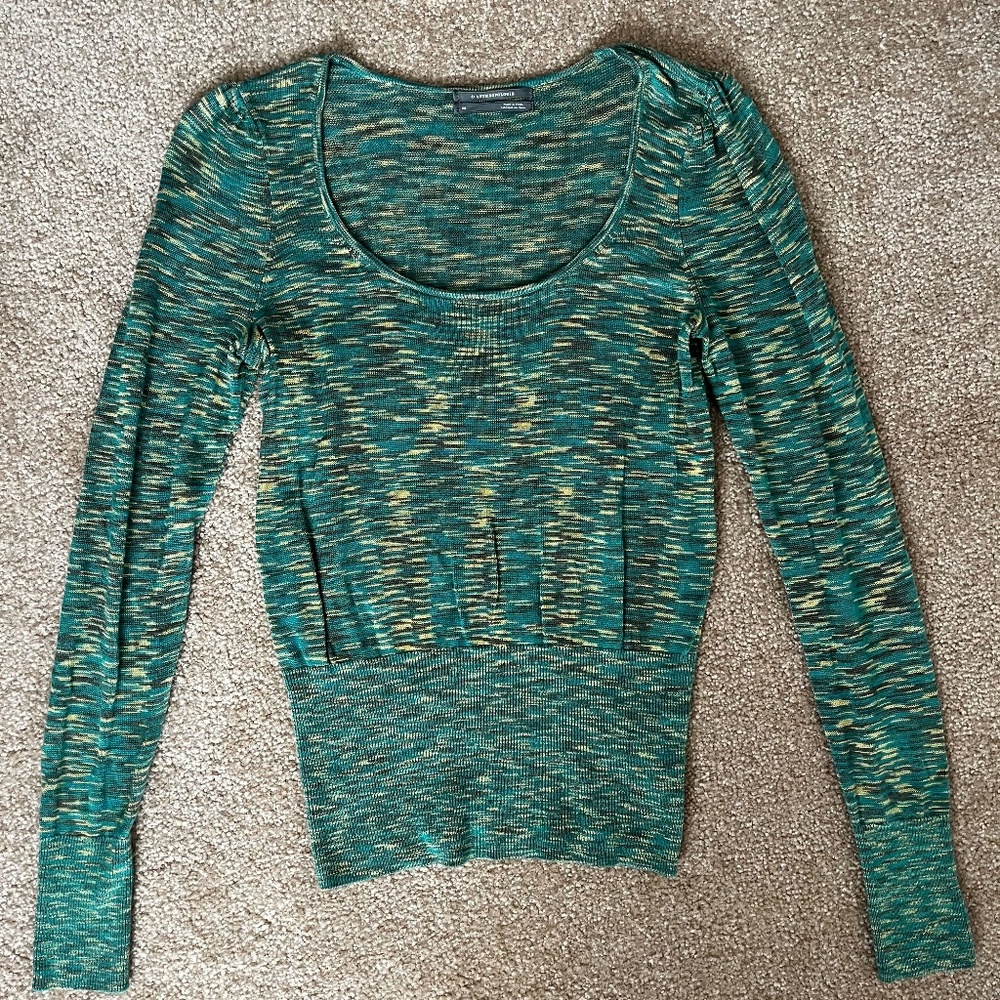 Anthropologie Green flecked Long Sleeve Sweater